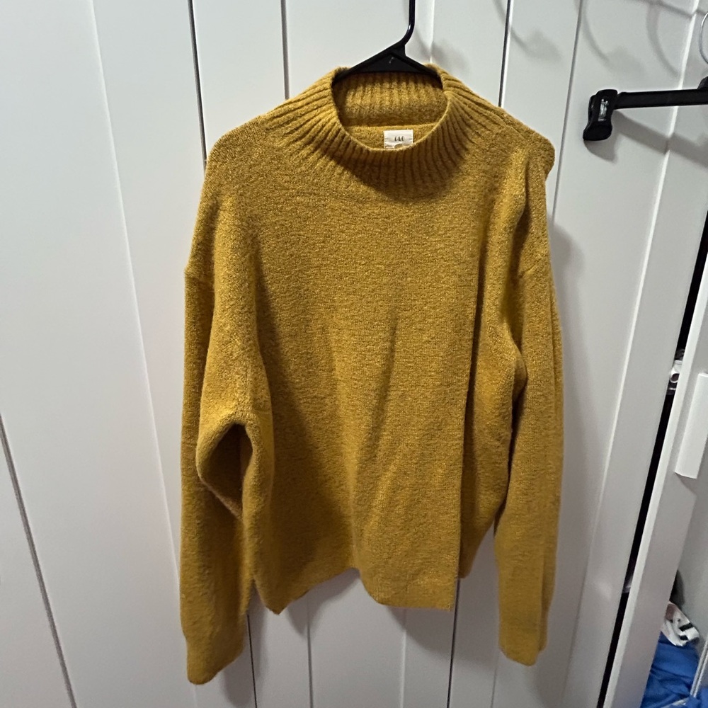 Mustard Cozy Knit Mock Neck Sweater – Size M